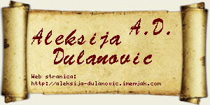 Aleksija Dulanović vizit kartica